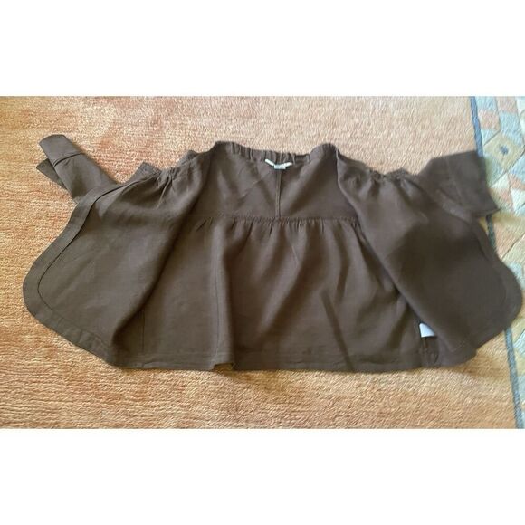 Allison Taylor 100% Linen Brown Button Front Jacket Top Women’s Size L - Picture 6 of 9